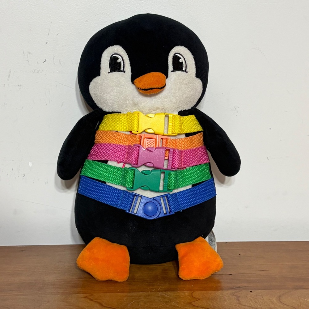 Buckle Toys Blizzard Penguin Sensory Plush Toddler Learning Toy Black Multi